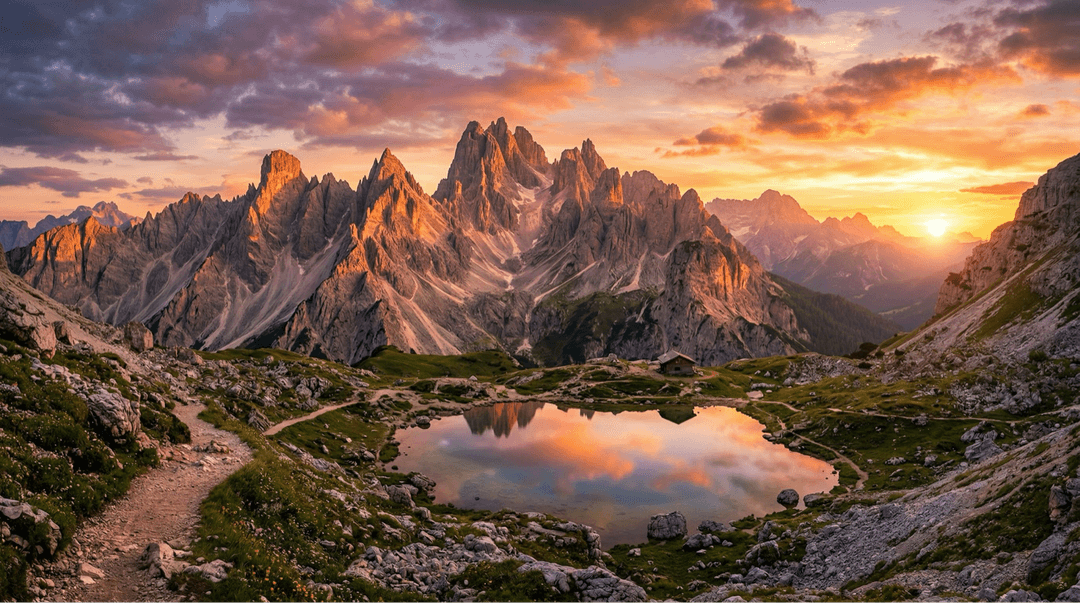 Dolomite Mountains at Sunset Prompt